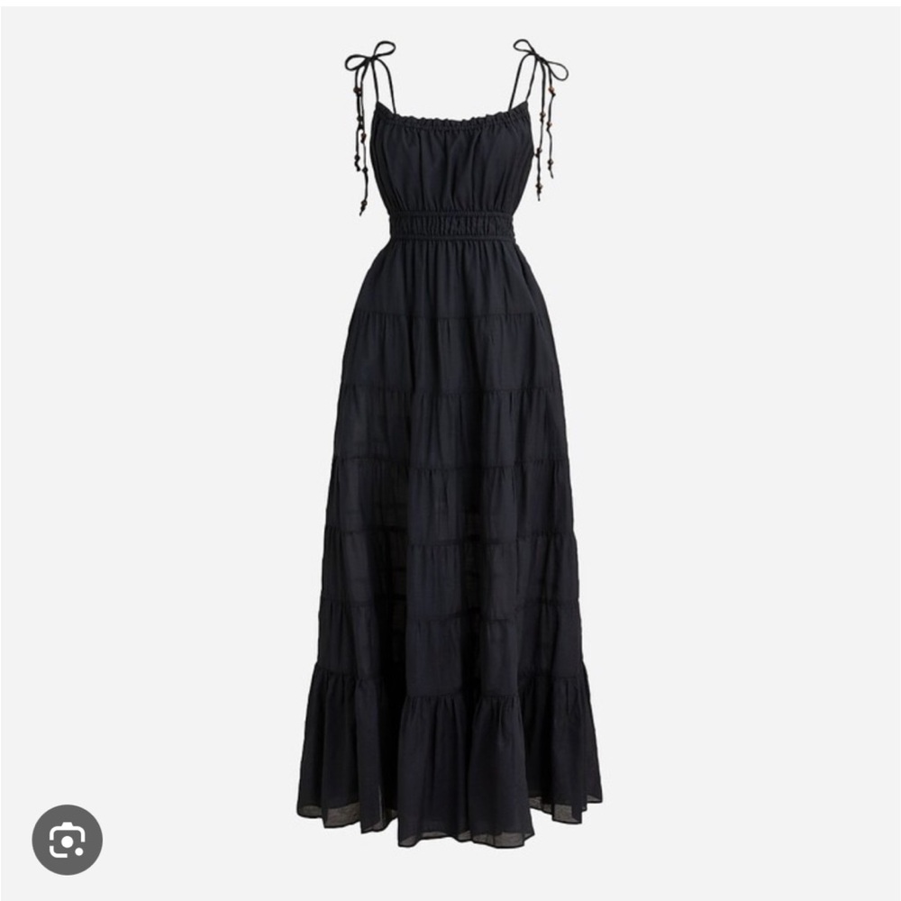 J Crew Tie Shoulder Cotton Voile Tiered Dress